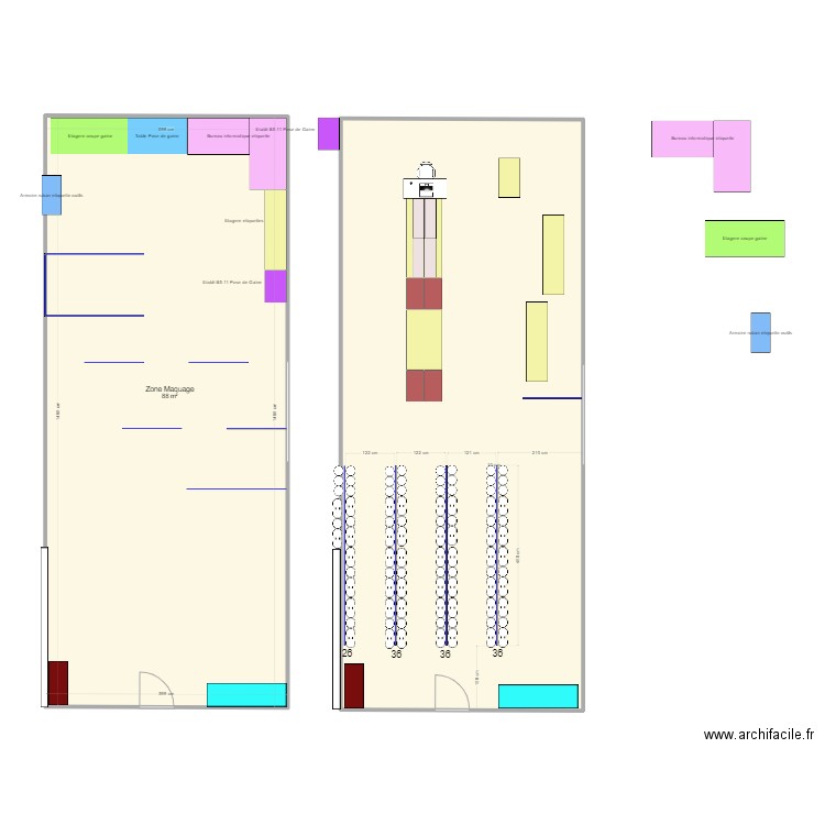 Zone marquage revue 2023. Plan de 2 pièces et 176 m2