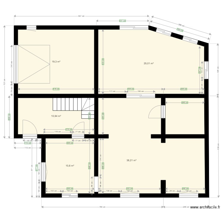 Plan Maison RDC. Plan de 5 pièces et 104 m2