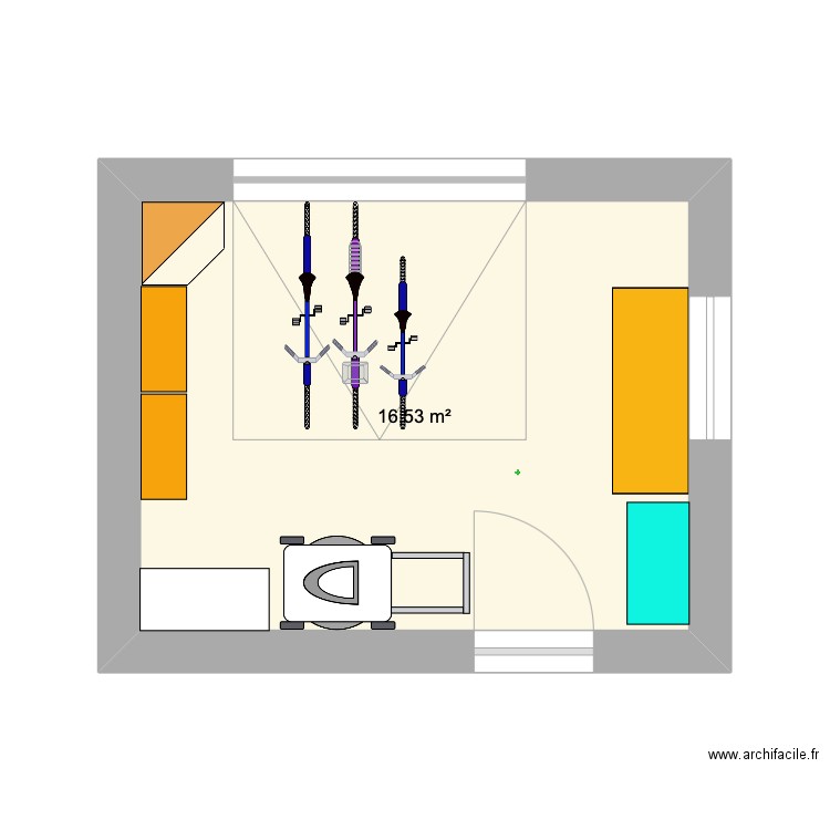 bureau. Plan de 1 pièce et 17 m2