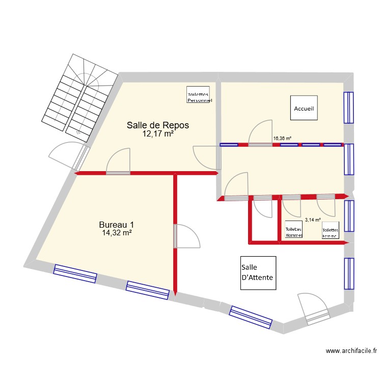 La Perche. Plan de 4 pièces et 46 m2
