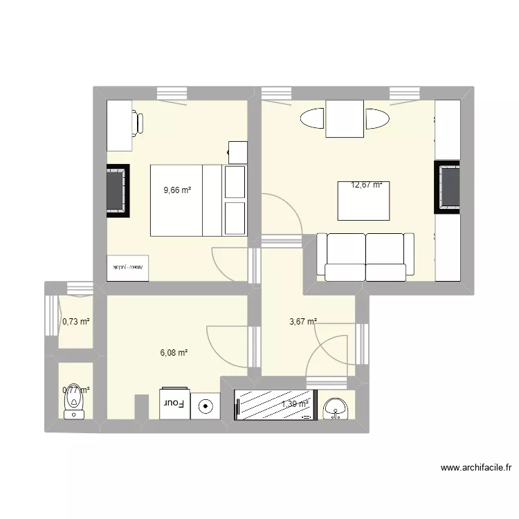 Le quer&eacute;. Plan de 7  et 35 m²