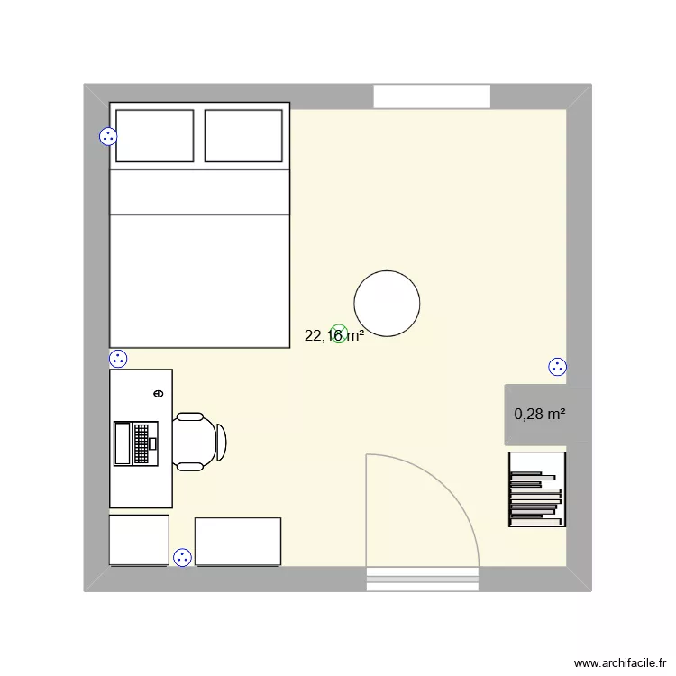 chambre. Plan de 2  et 22 m²