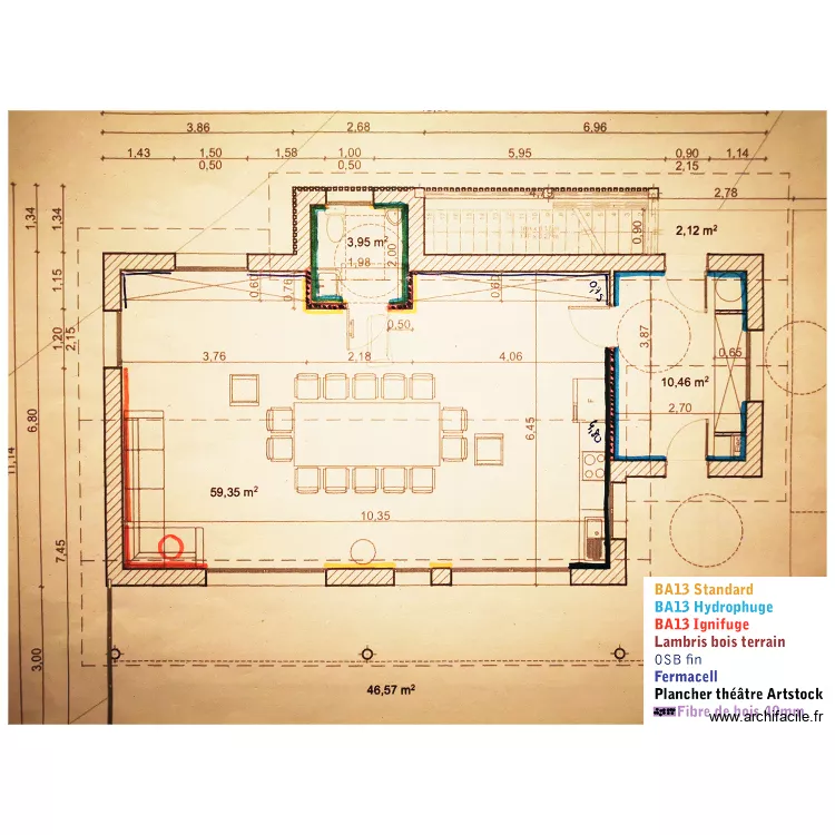 UH1 - Rdc - Parements. Plan de 