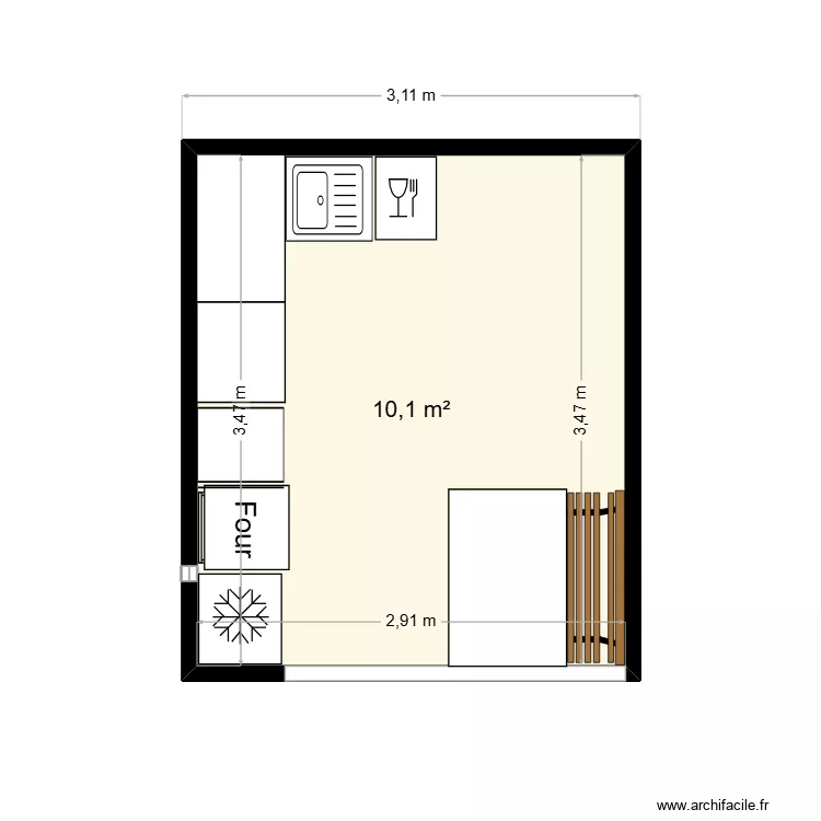 cuisine alcalA 3. Plan de 1  et 10 m²