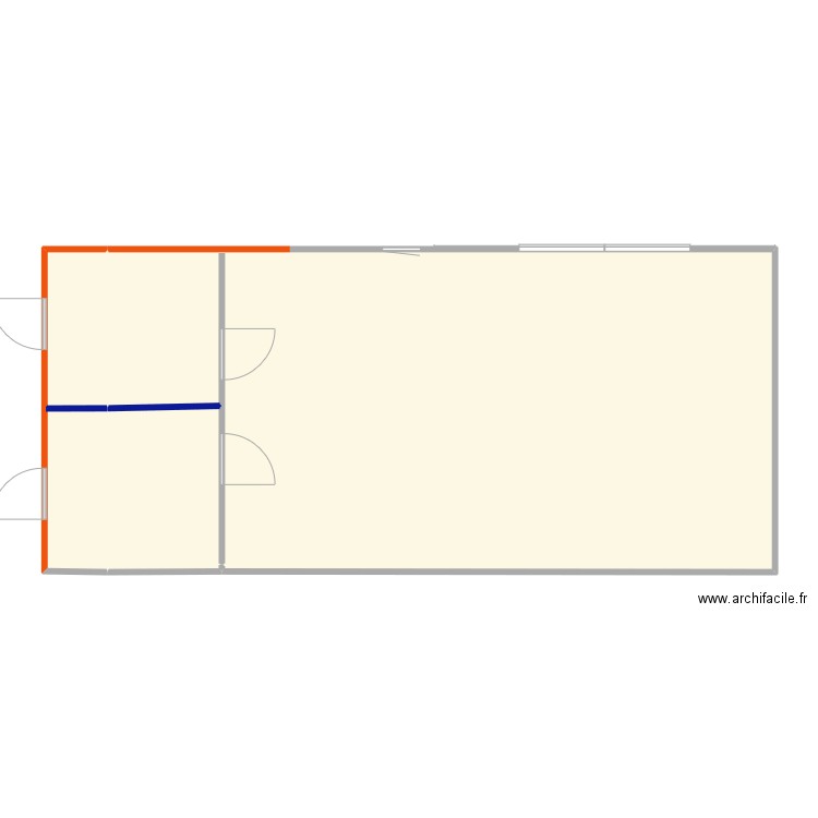 Grange. Plan de 2 pièces et 97 m2