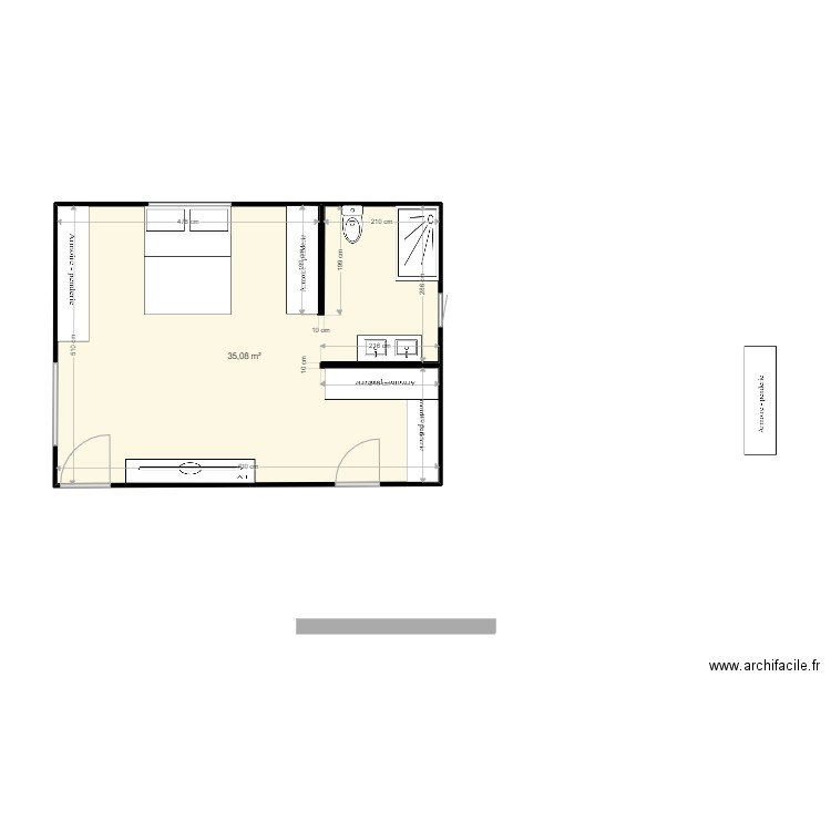 Extension chambre. Plan de 1 pièce et 35 m2