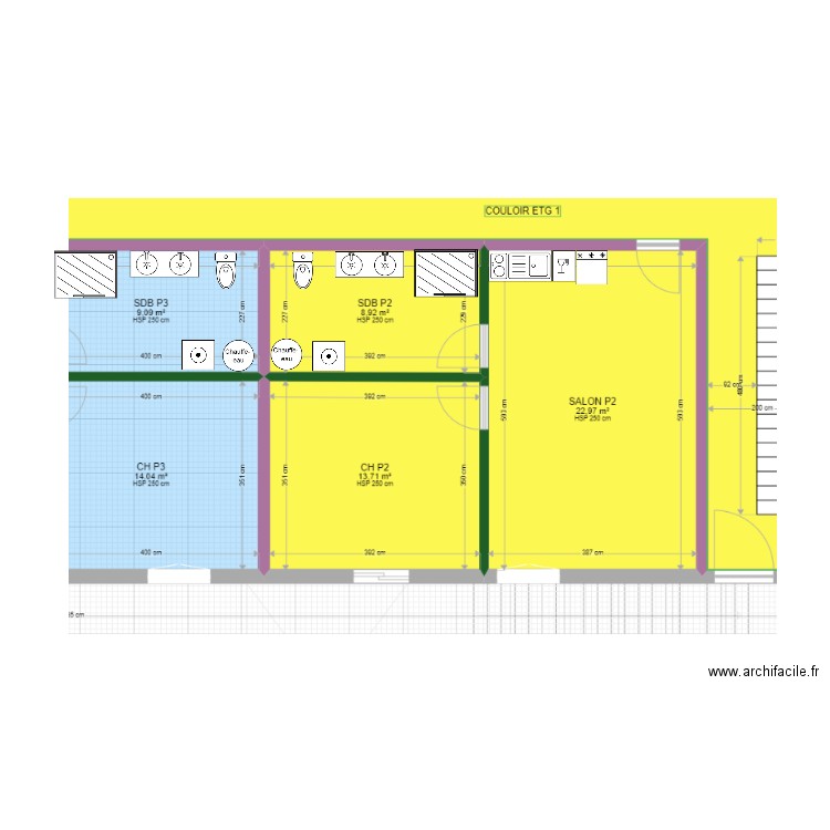 P2 Aménagement . Plan de 0 pièce et 0 m2