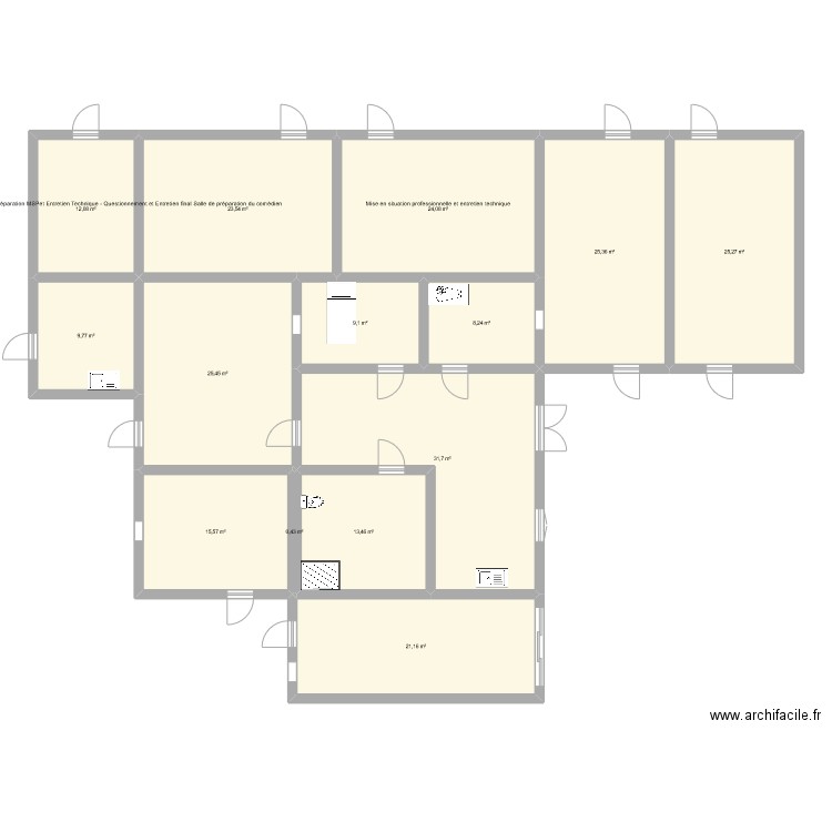 Plan Savannah. Plan de 14 pièces et 245 m2