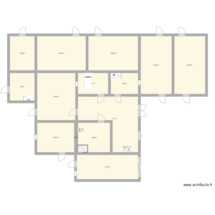 Plan Savannah. Plan de 14 pièces et 245 m2