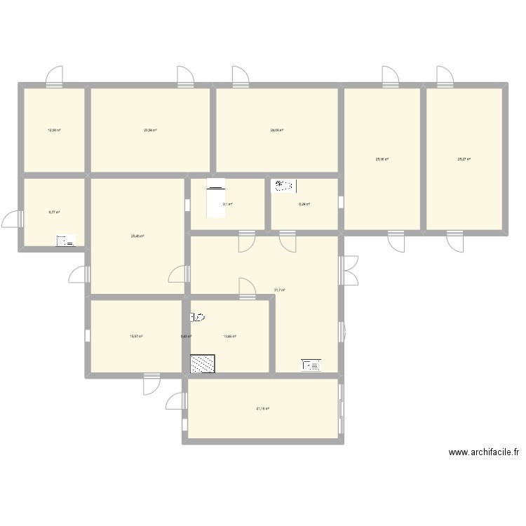 Plan Savannah. Plan de 14 pièces et 245 m2