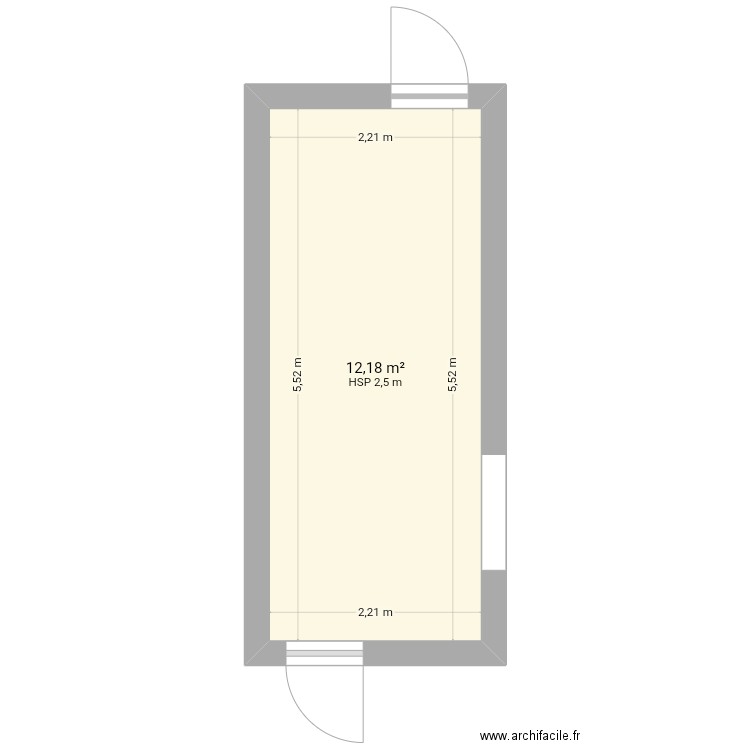 Extension . Plan de 1 pièce et 12 m2