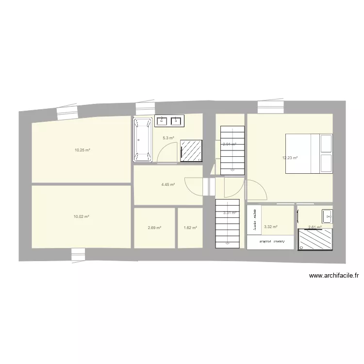 Etage 2 id&eacute;e velux. Plan de 