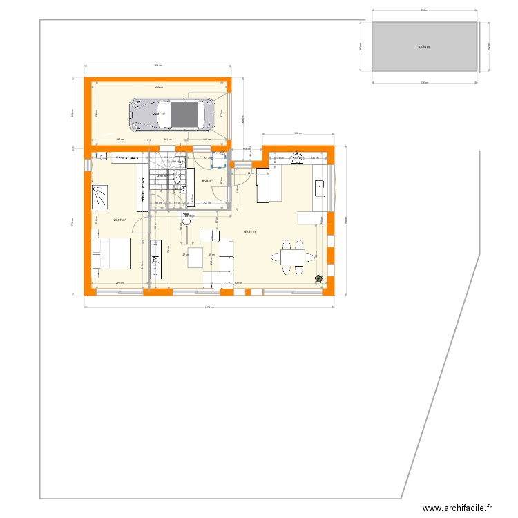 Bernin 768 bas. Plan de 7 pièces et 118 m2