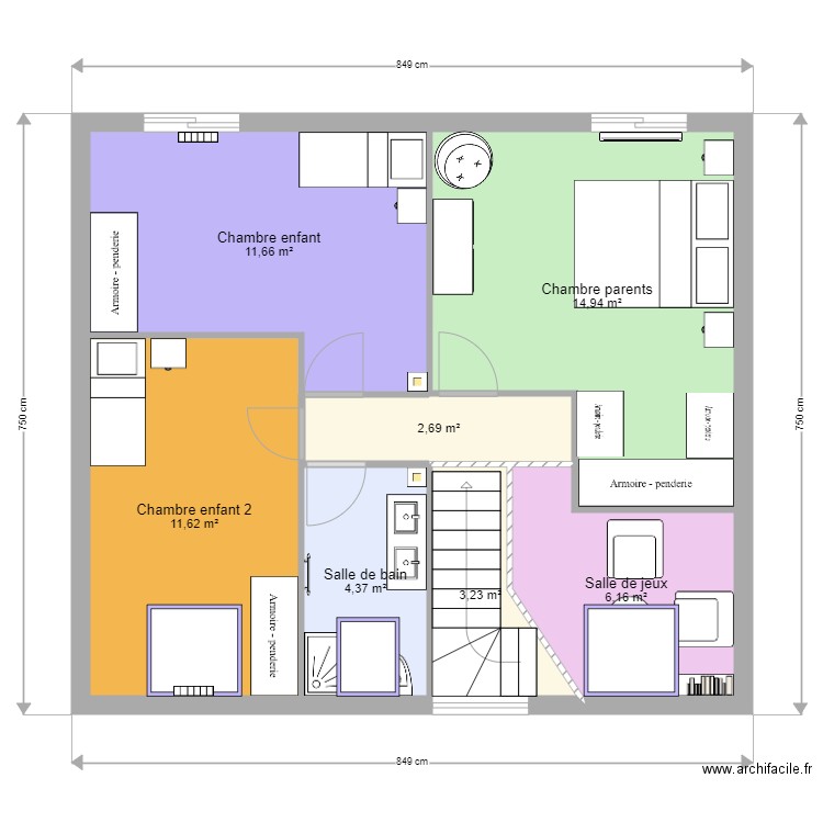 MAISON étage v2. Plan de 0 pièce et 0 m2