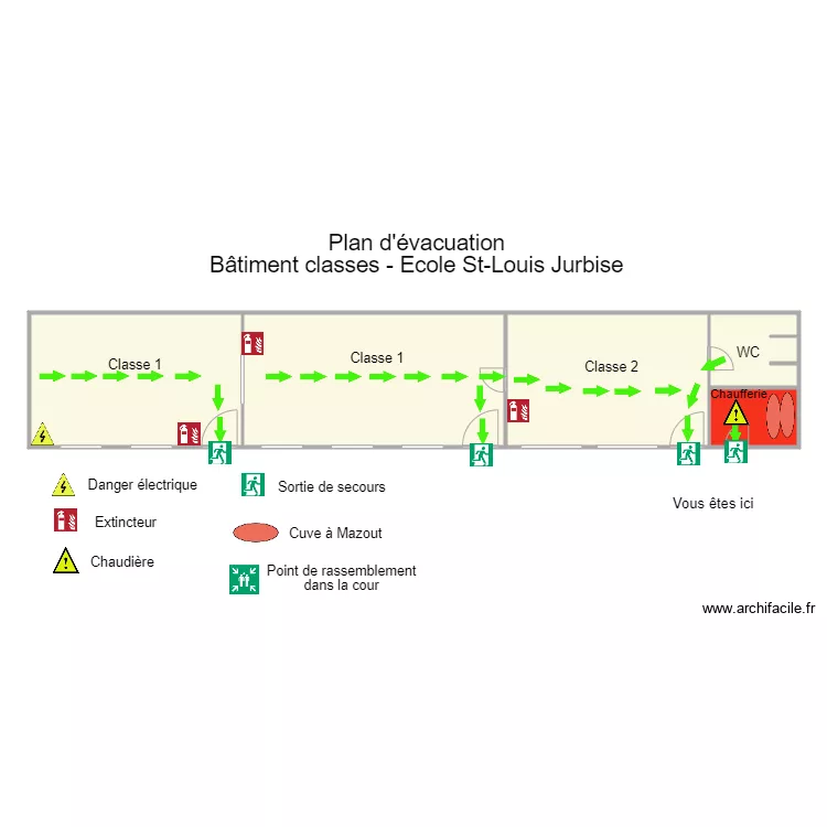 Jurbise b&acirc;timent des classes. Plan de 
