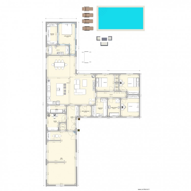 Maison En T - Plan 18 Pièces 211 M2 Dessiné Par Celergue