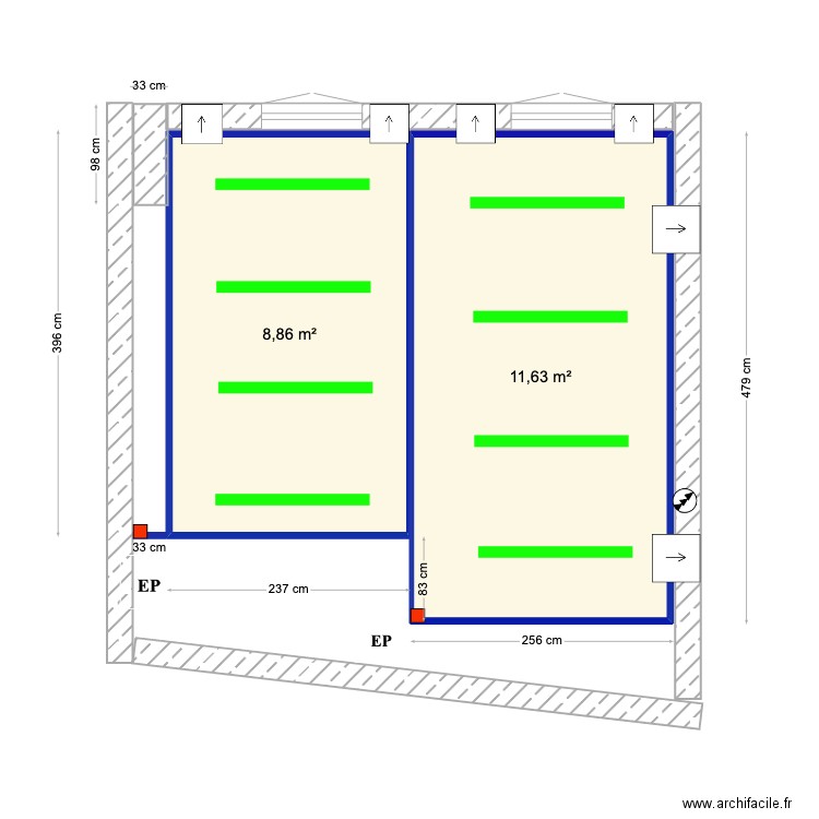 Byron Lewis. Plan de 2 pièces et 20 m2