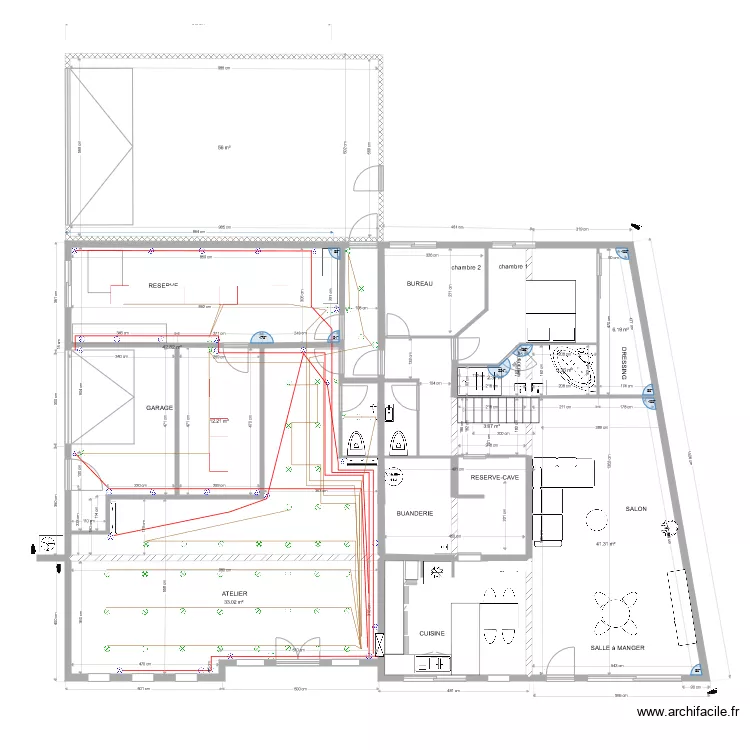 maison La Chapelle Chauss&eacute;e limite propri&eacute;t&eacute; 3 &eacute;lectricit&eacute;. Plan de 