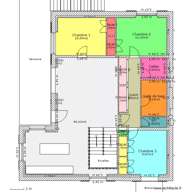 1er étage avec Isolation N°1. Plan de 1er étage avec Isolation N°1. Plan de