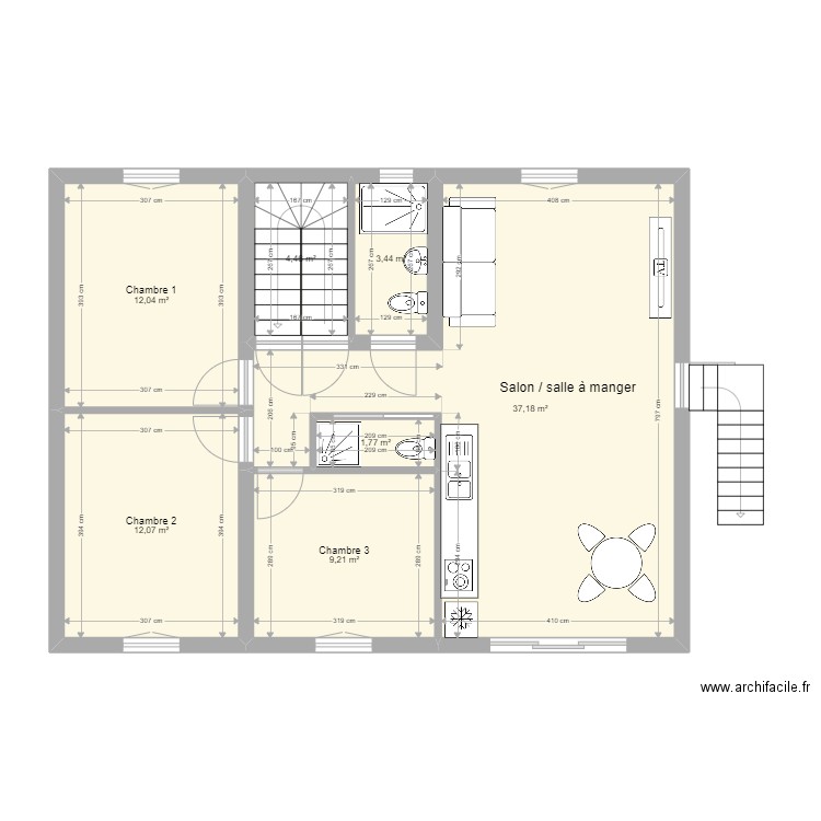 RDC - Maison Meaux - CRT. Plan de 7 pièces et 80 m2