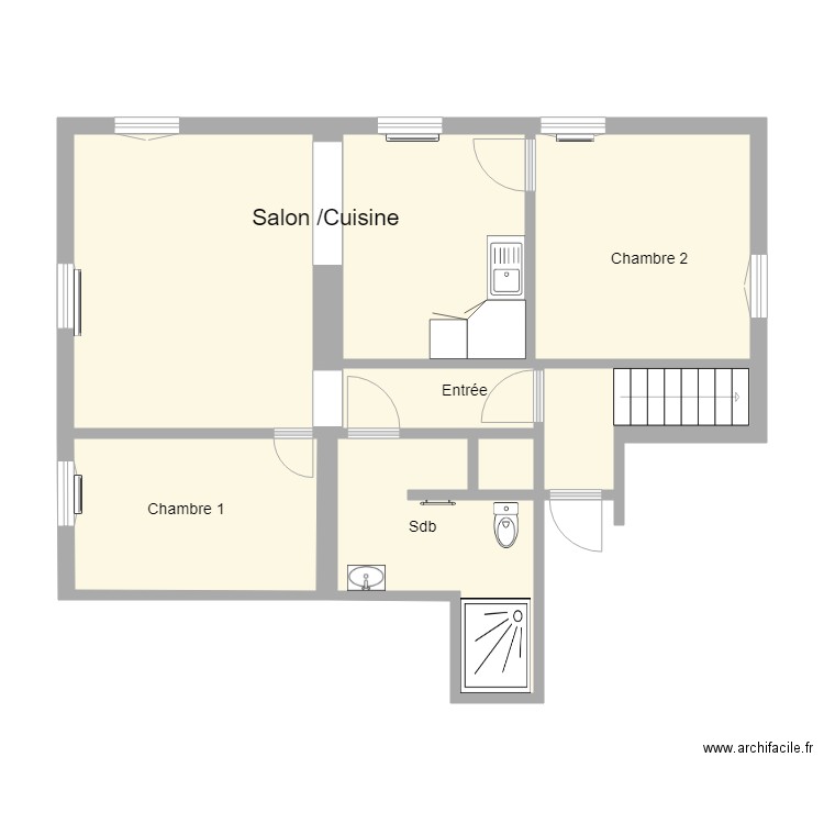 Appartement F3 - 1er Etage - Av de la Gare. Plan de 7 pièces et 61 m2
