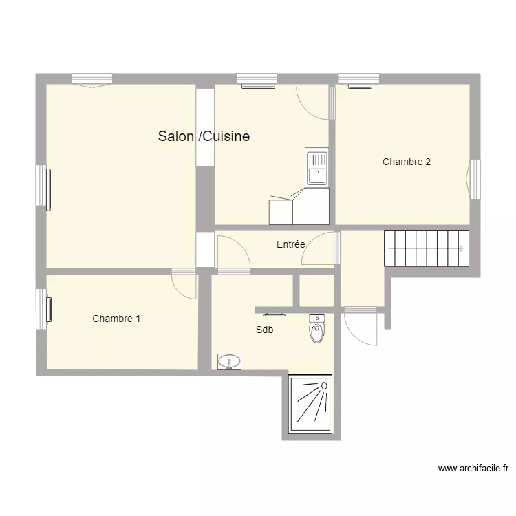 Appartement F3 - 1er Etage - Av de la Gare. Plan de 