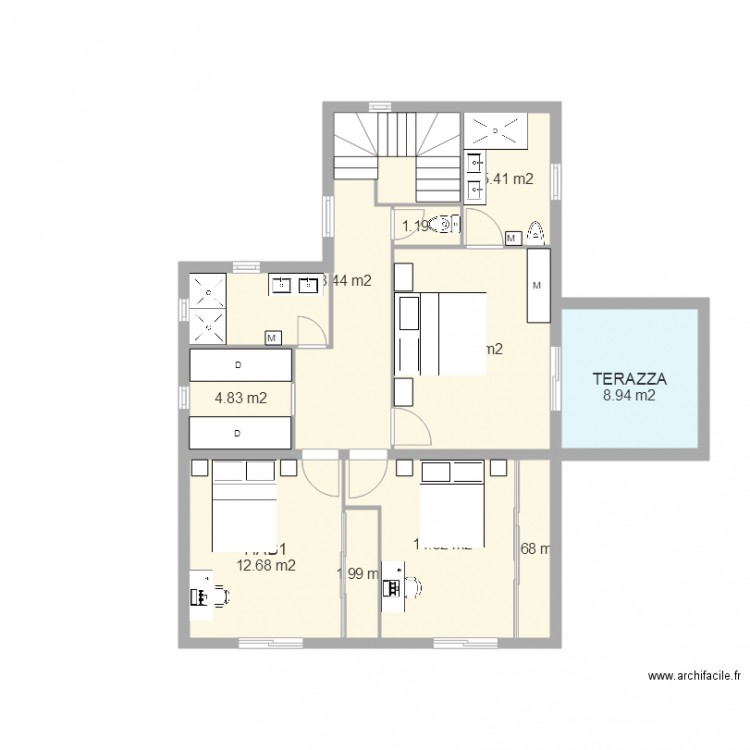 PLANO CASA BENIMEIT PLANTA ALTA. Plan de 0 pièce et 0 m2