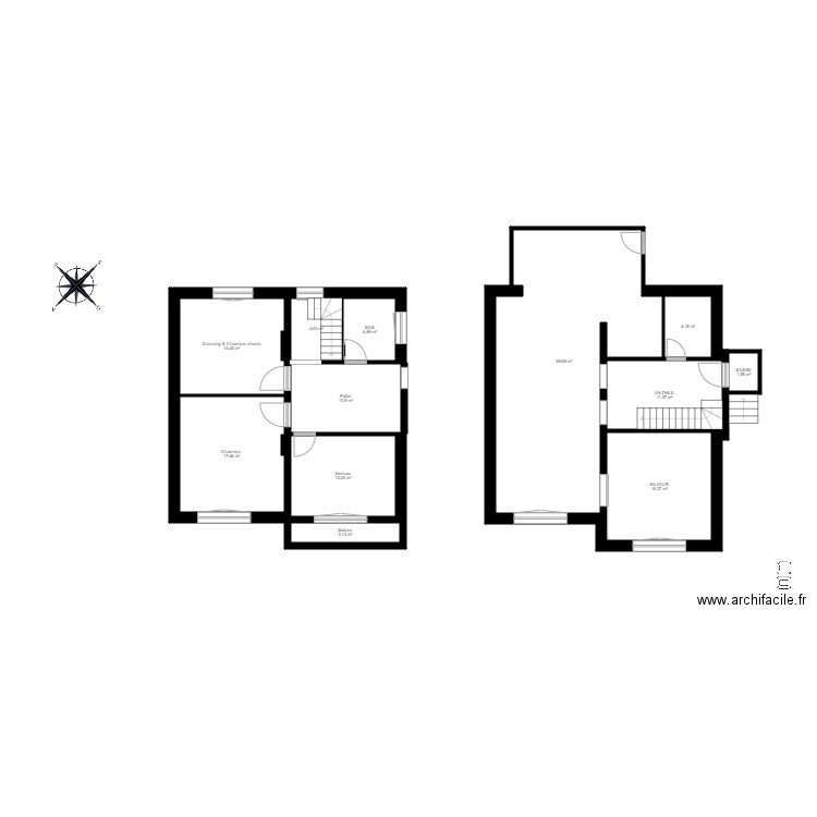 PLAN MAISON W. Plan de 12 pièces et 151 m2