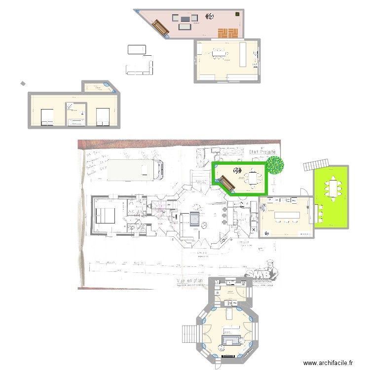 AZE Projet 16 01 2022. Plan de 9 pièces et 184 m2