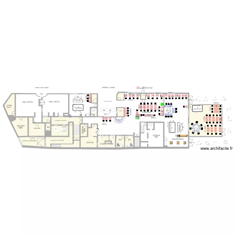 Plan de salle RDC actuel au 22 Juillet. Plan de 