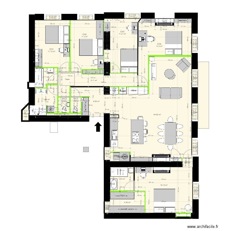 29 crs FR v24. Plan de 40 pièces et 155 m2