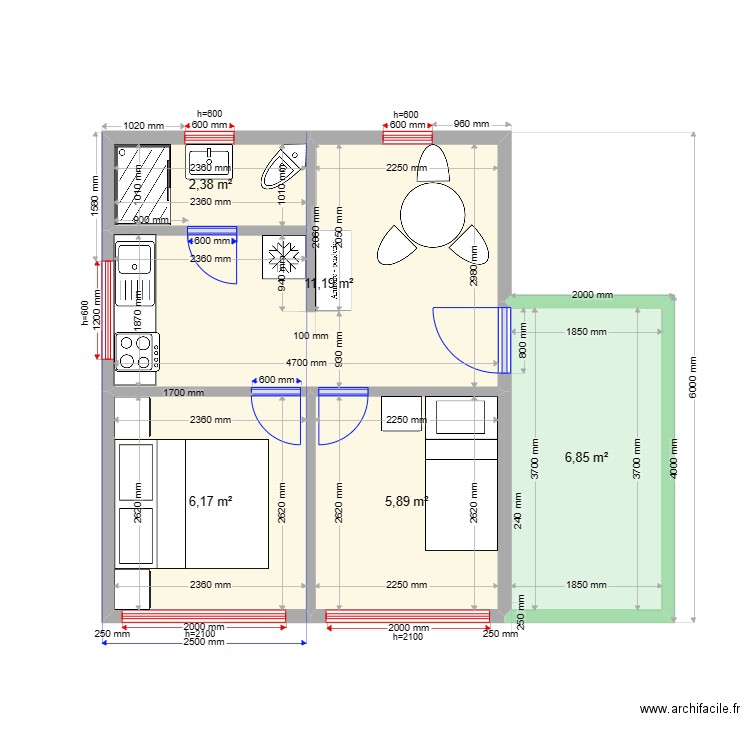 214353464675487654523312424. Plan de 5 pièces et 32 m2