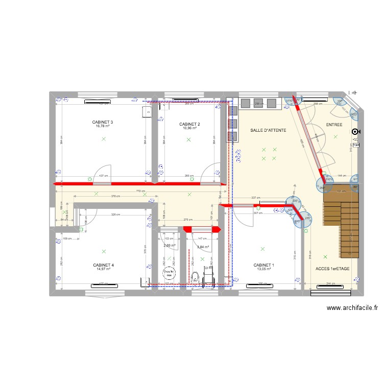 Centre médical RDC mesure électricité plomberie. Plan de 0 pièce et 0 m2