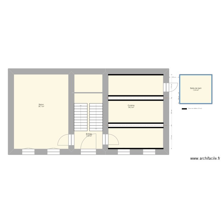 Nicolas Jeanne Niv.0 Gaine Plafond Cuisine. Plan de 4 pièces et 94 m2