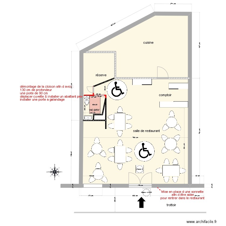 lait cru travaux . Plan de 3 pièces et 88 m2