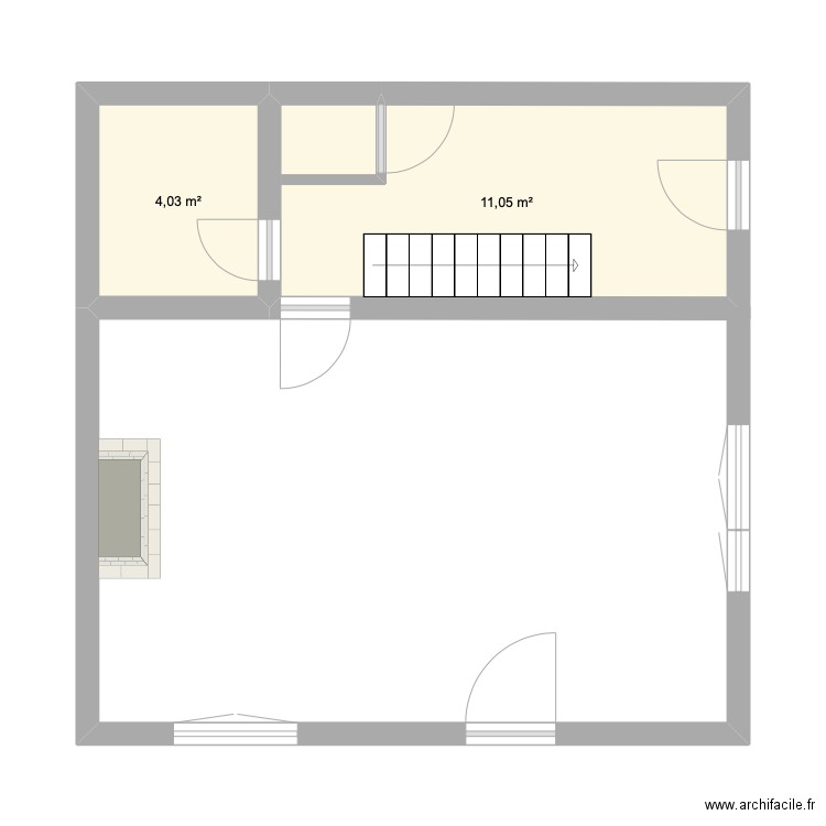 RDC BREAU. Plan de 2 pièces et 15 m2