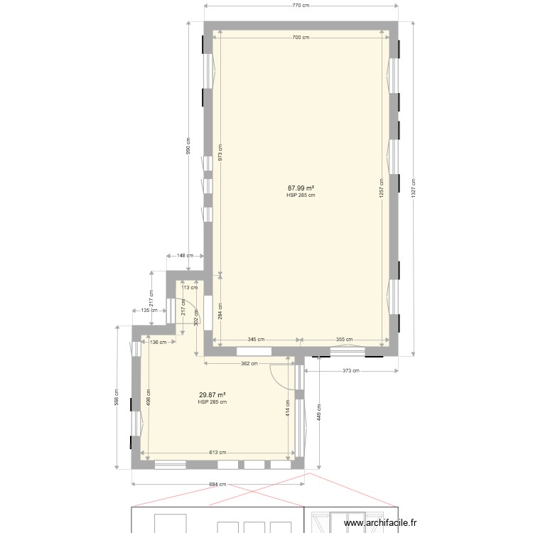 maison extension vide vierge ss meuble. Plan de 0 pièce et 0 m2