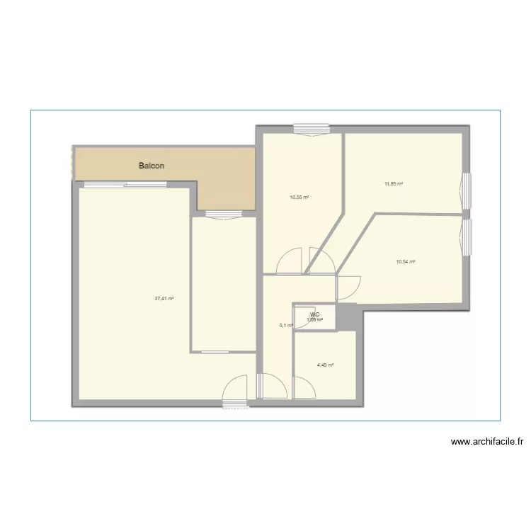 Appartement V3. Plan de 