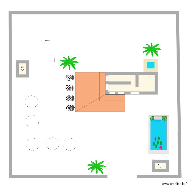 Bangkong garden. Plan de 3 pièces et 9 m2