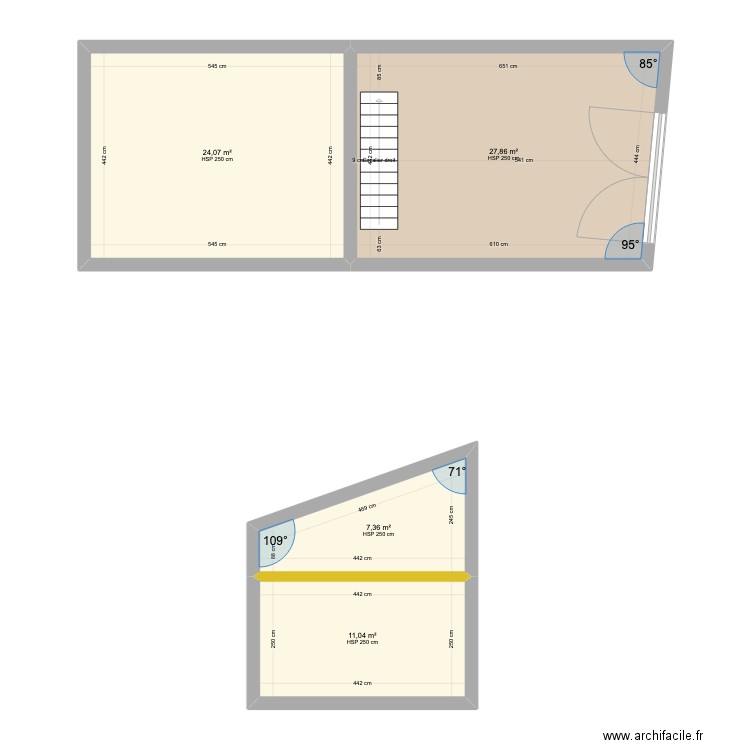 Soupirs. Plan de 4 pièces et 70 m2