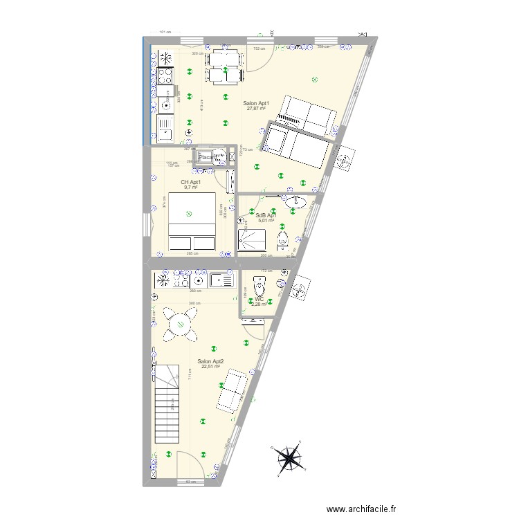 Projet31v3. Plan de 9 pièces et 93 m2