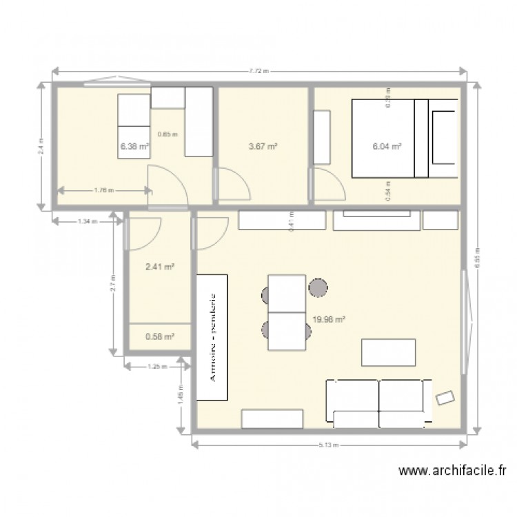 chez moi rosiers 8 meublé salon coté sud 4. Plan de 0 pièce et 0 m2