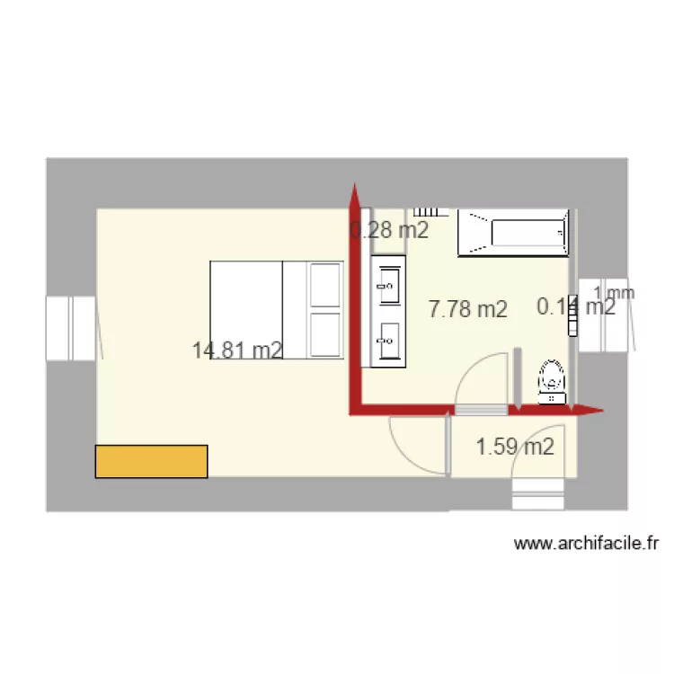 salle de bains 21 d&eacute;cembre. Plan de 