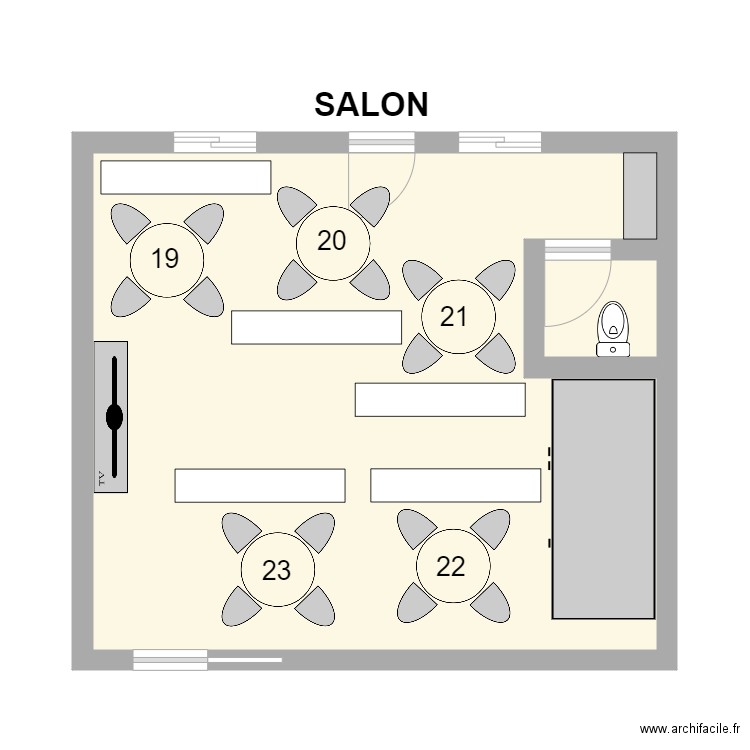SALON V3. Plan de 2 pièces et 40 m2