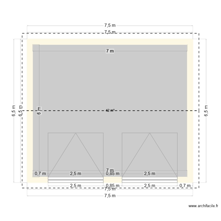 Garage BB. Plan de 1 pièce et 42 m2