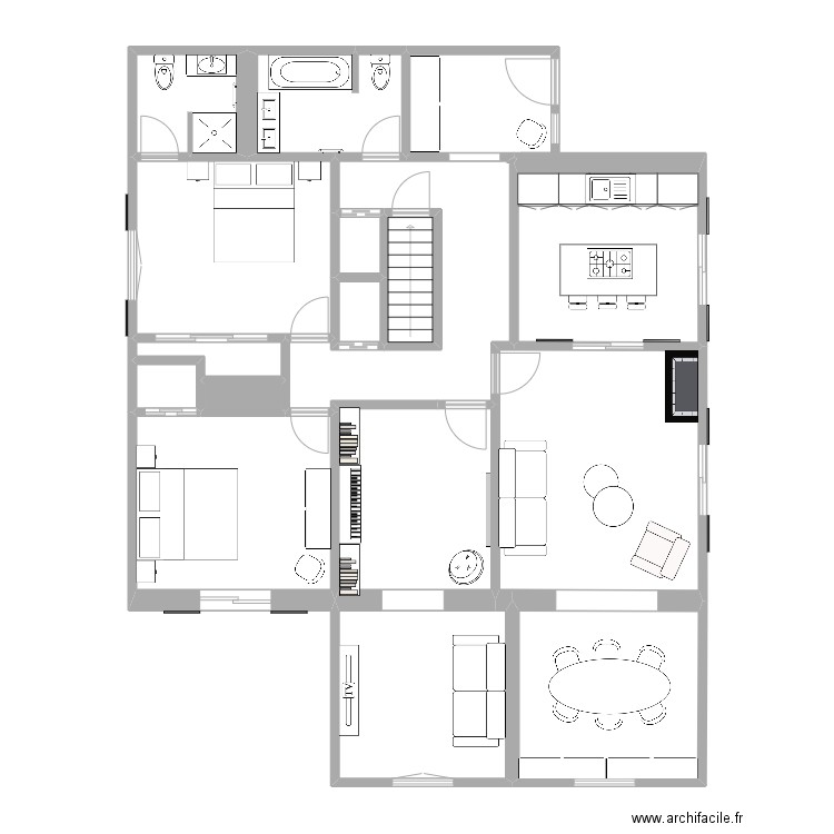 Haut 115. Plan de 17 pièces et 122 m2