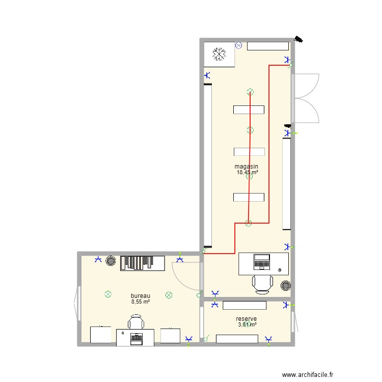 container antone carla . Plan de 3 pièces et 30 m2