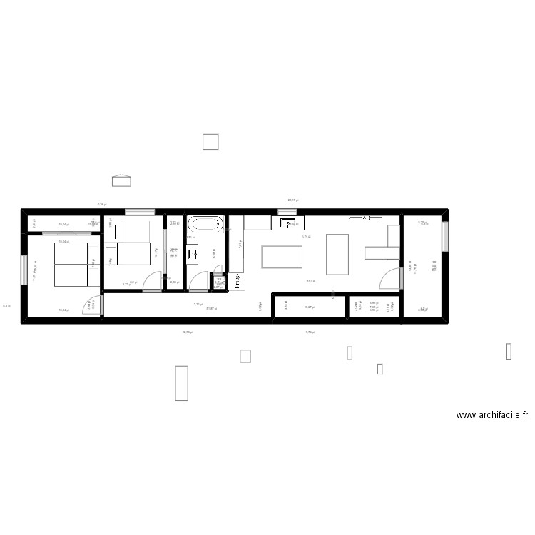 Englobe. Plan de 6 pièces et 32 m2