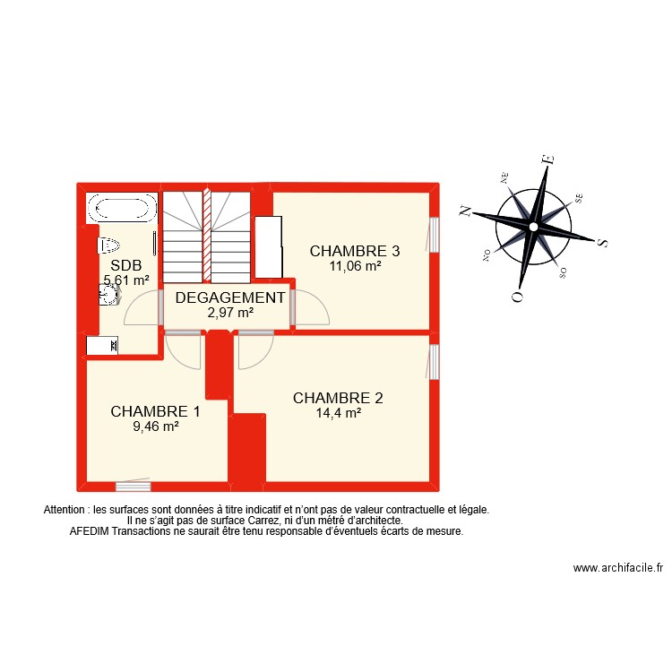 BI 9789 ETAGE 1. Plan de 13 pièces et 50 m2