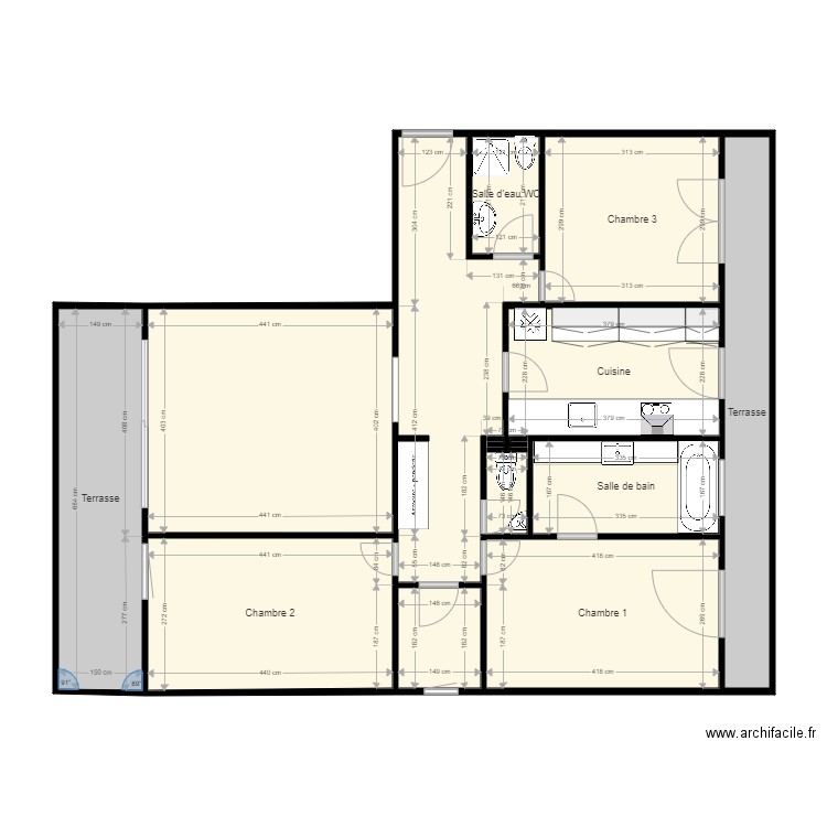 FA Montpellier. Plan de 13 pièces et 102 m2